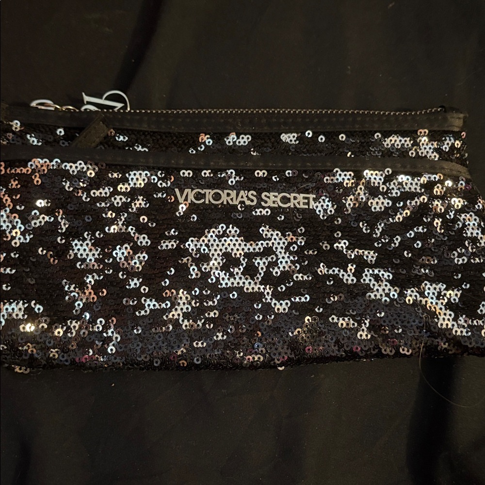 Victoria's Secret Black and Silver Sequin Pouch